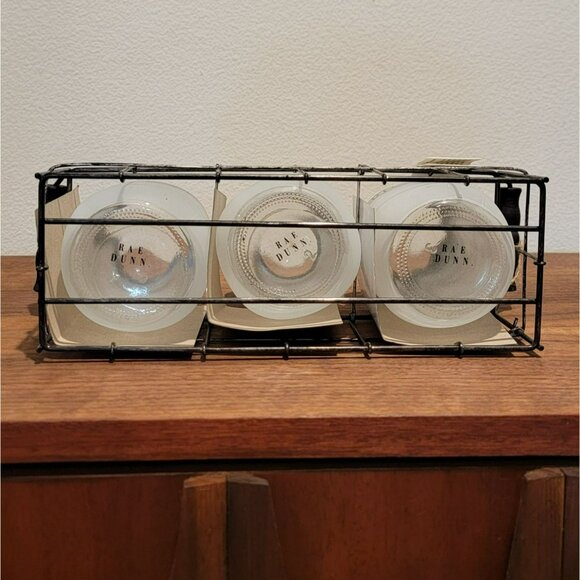 RARE Rae Dunn Plant Grow Bloom Mason Jar Set With Wire Holder 2017 - Picture 12 of 13